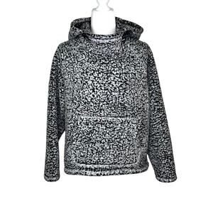 PINK Victoria's Secret Black White Pullover Hoodie Fluffy Popcorn Medium